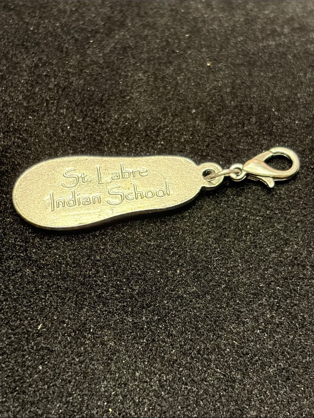 Vintage St. Labre Indian School Silver Moccasin Charm Zipper Chain Pull